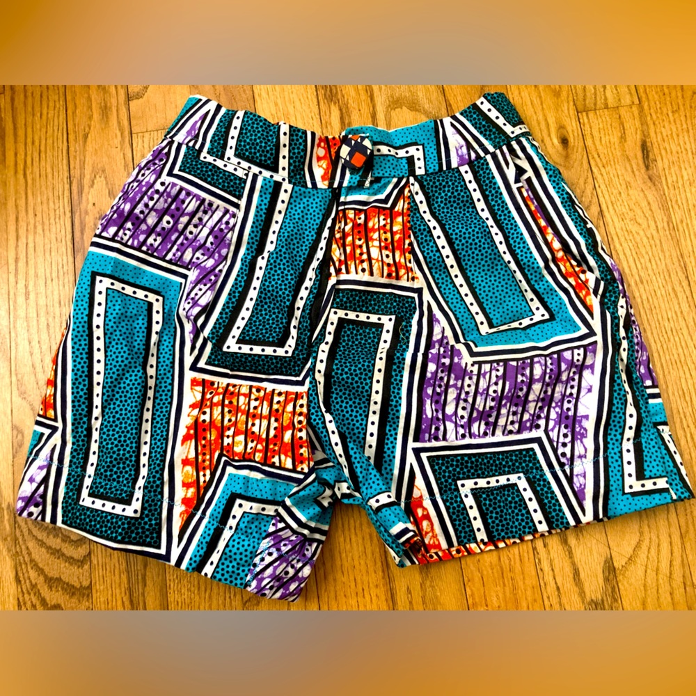 African tribal 90s retro vintage print high waist shorts